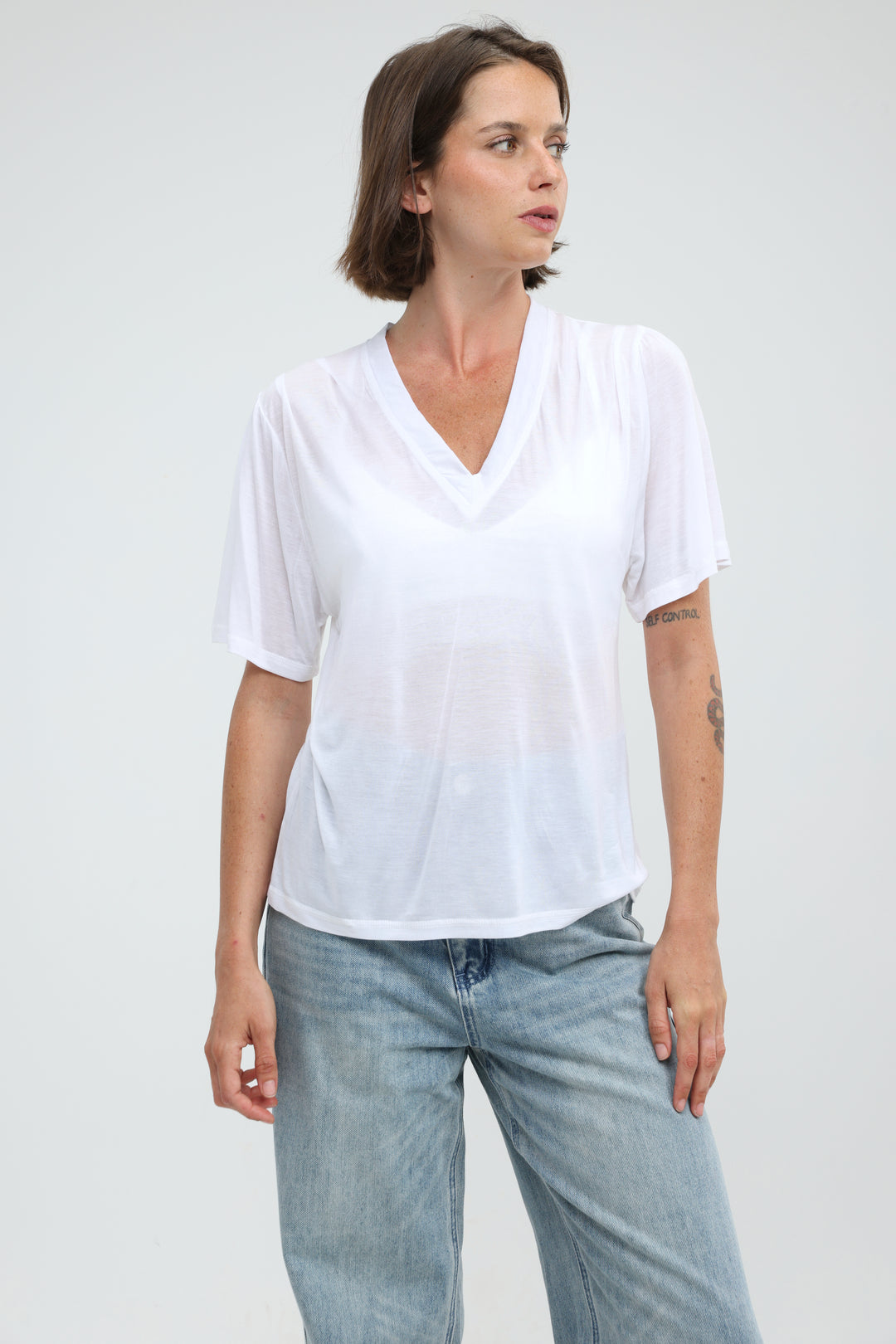 Clean57 White V T-Shirt