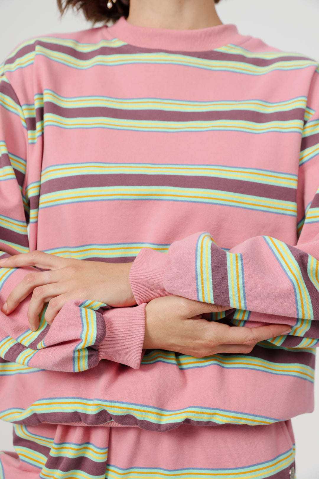 Bestie Pink Striped Sweatshirt