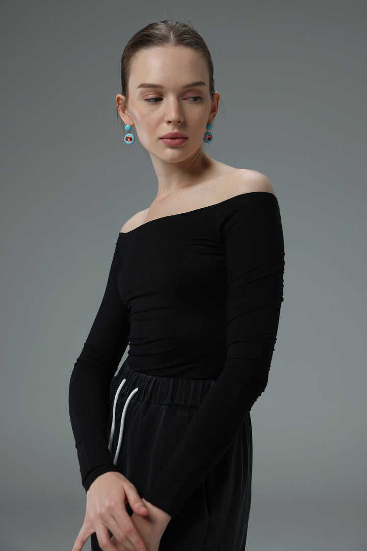 Daniela's Black Off Shoulder Bodysuit