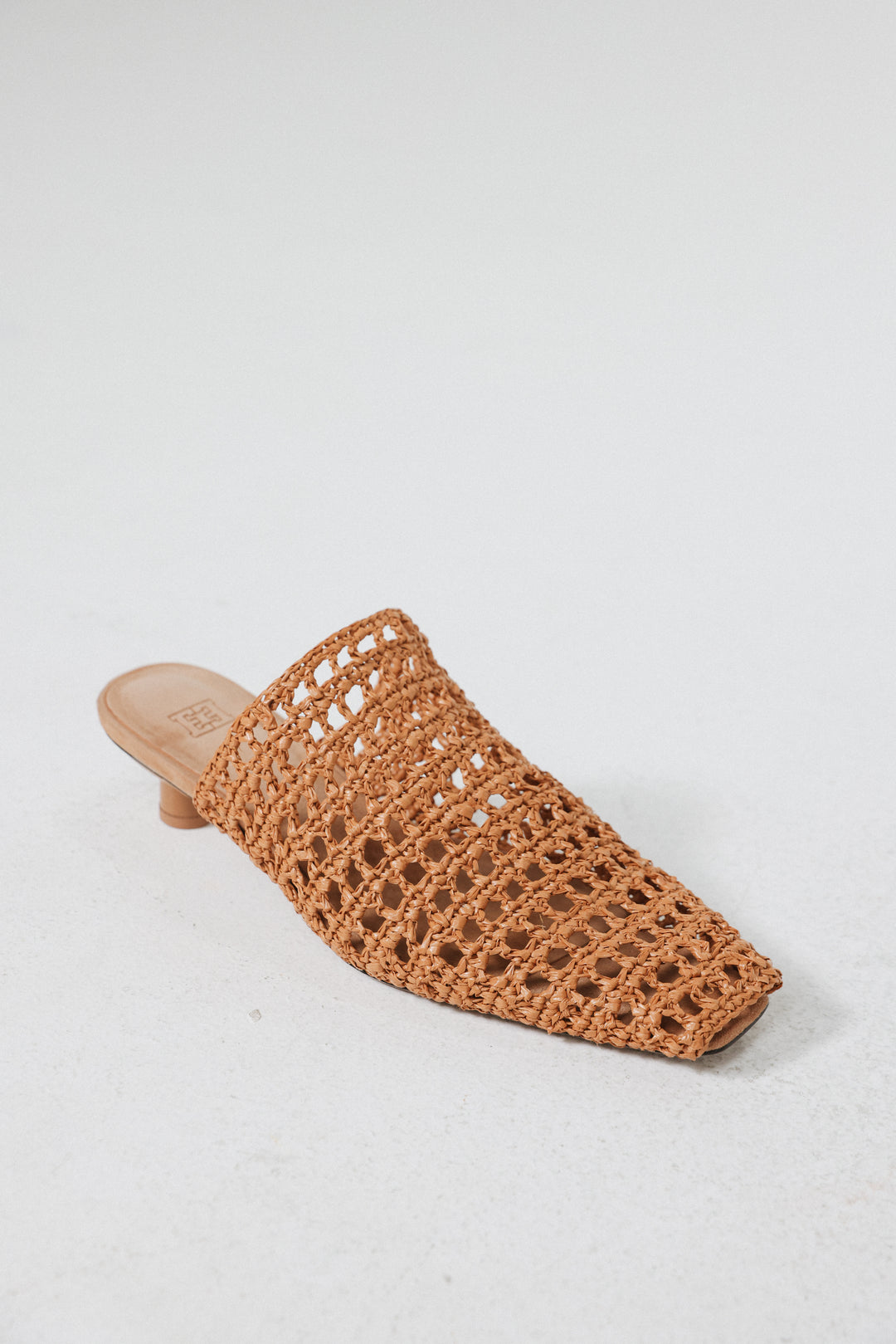 Camel Woven Straw Mules