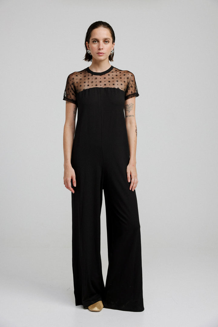 Lacing Black Jumpsuit