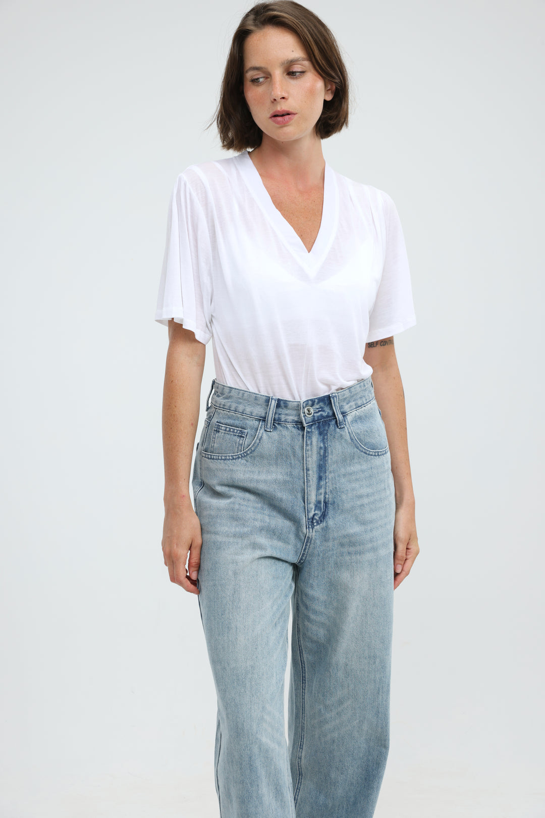 Clean57 White V T-Shirt
