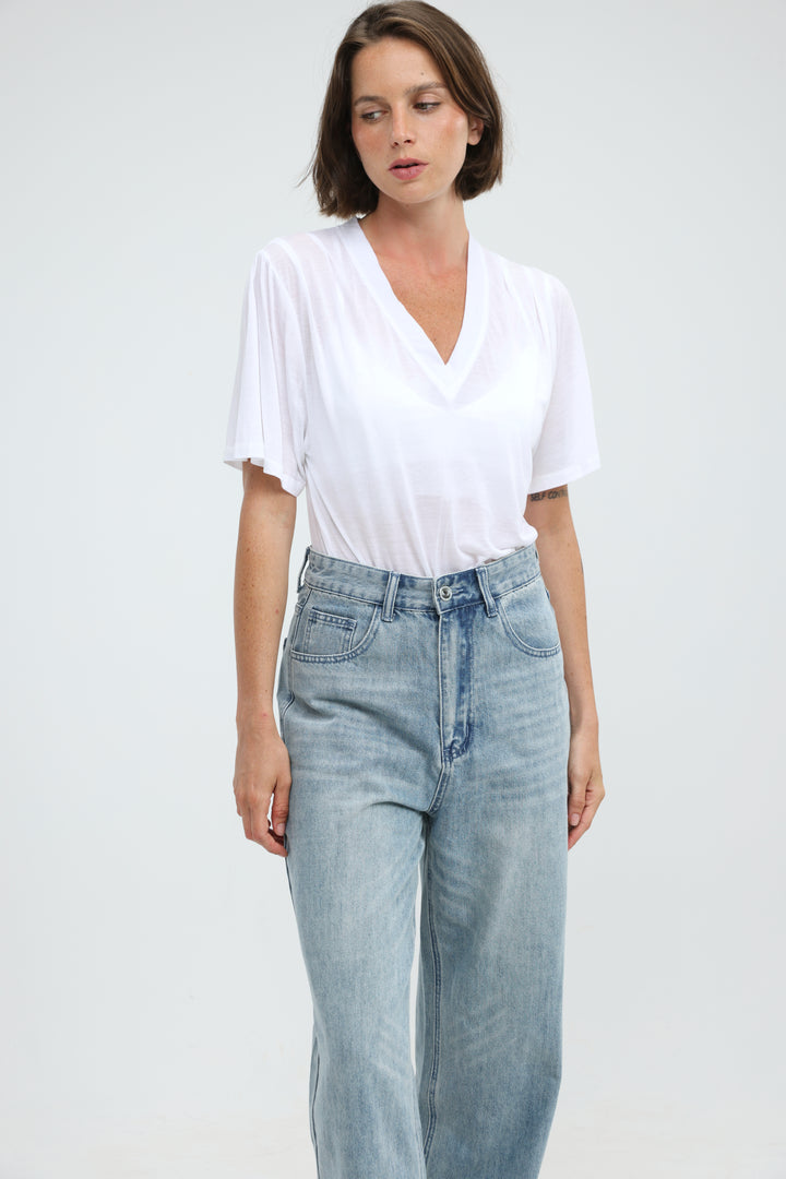 Clean57 White V T-Shirt