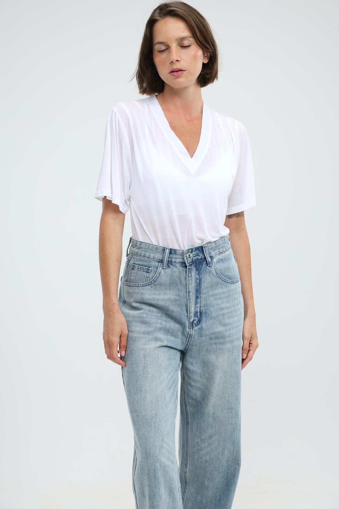 Clean57 White V T-Shirt