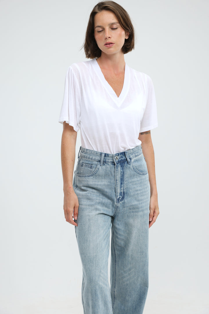 Clean57 White V T-Shirt