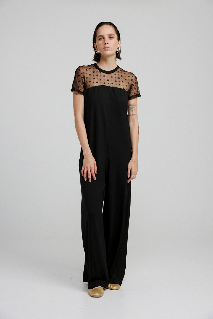 Lacing Black Jumpsuit