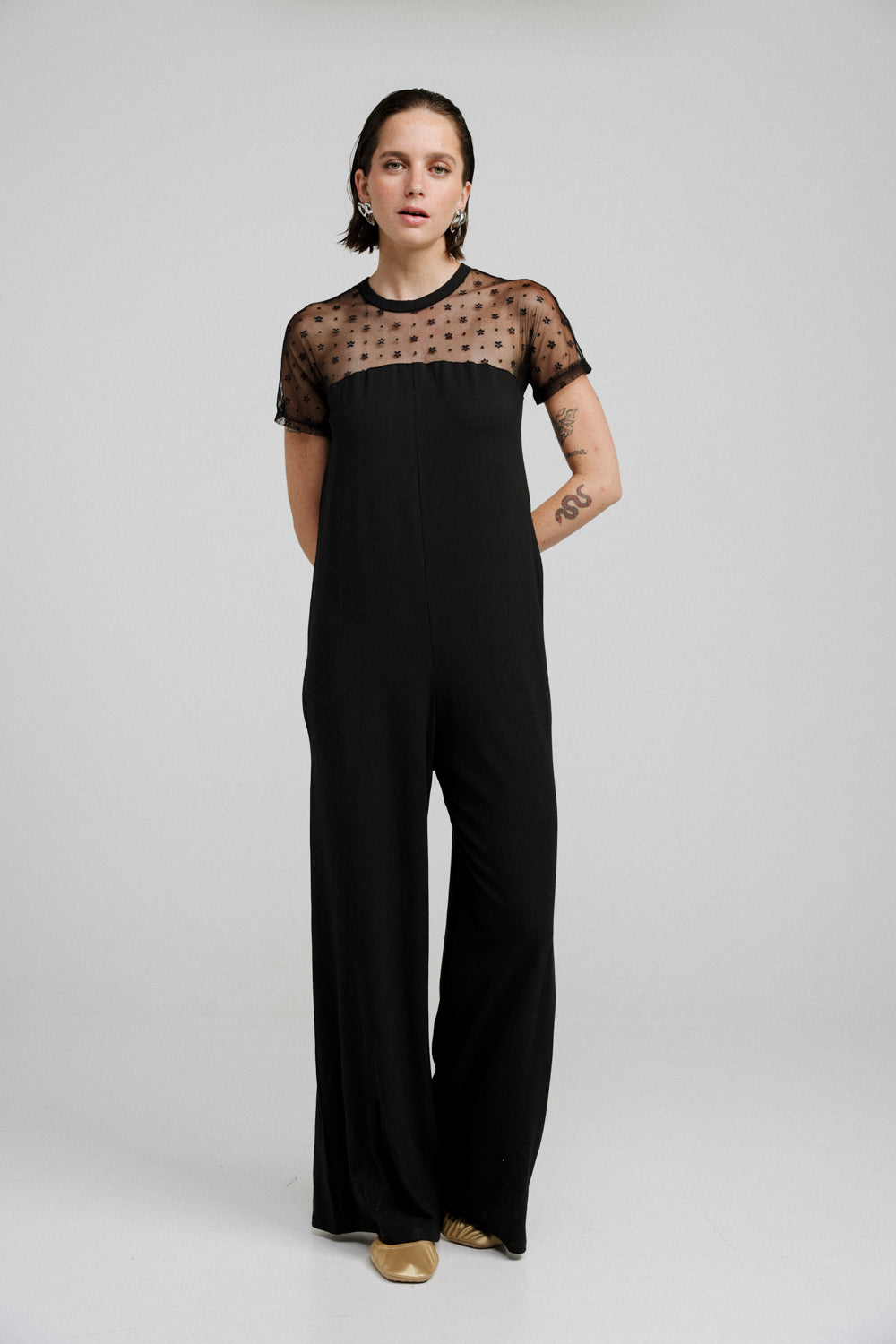 Lacing Black Jumpsuit