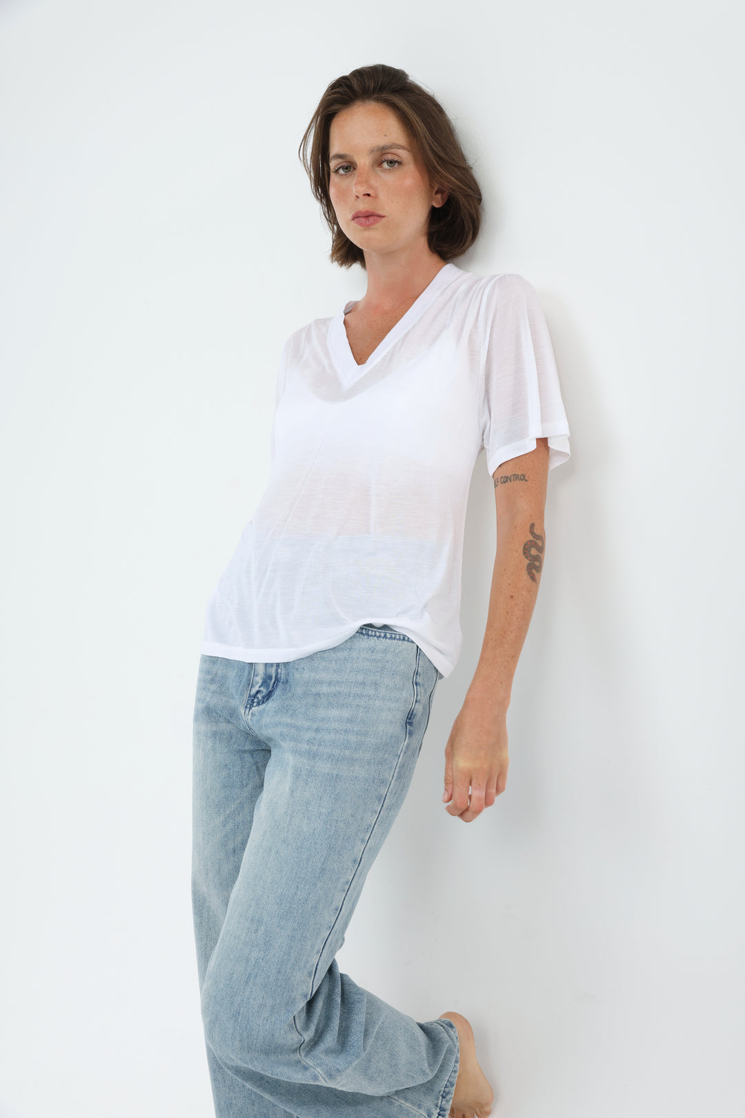Clean57 White V T-Shirt