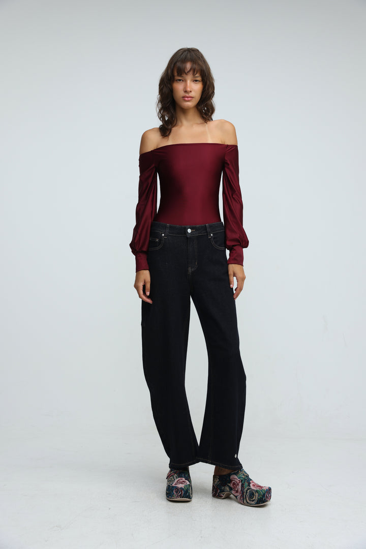 Era Wine Off Shoulder Bodysuit