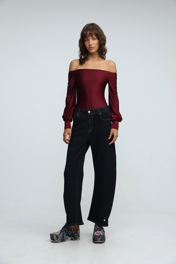 Era Wine Off Shoulder Bodysuit