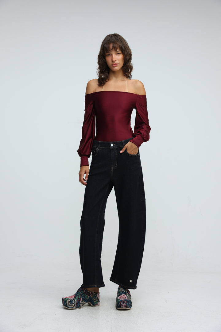 Era Wine Off Shoulder Bodysuit