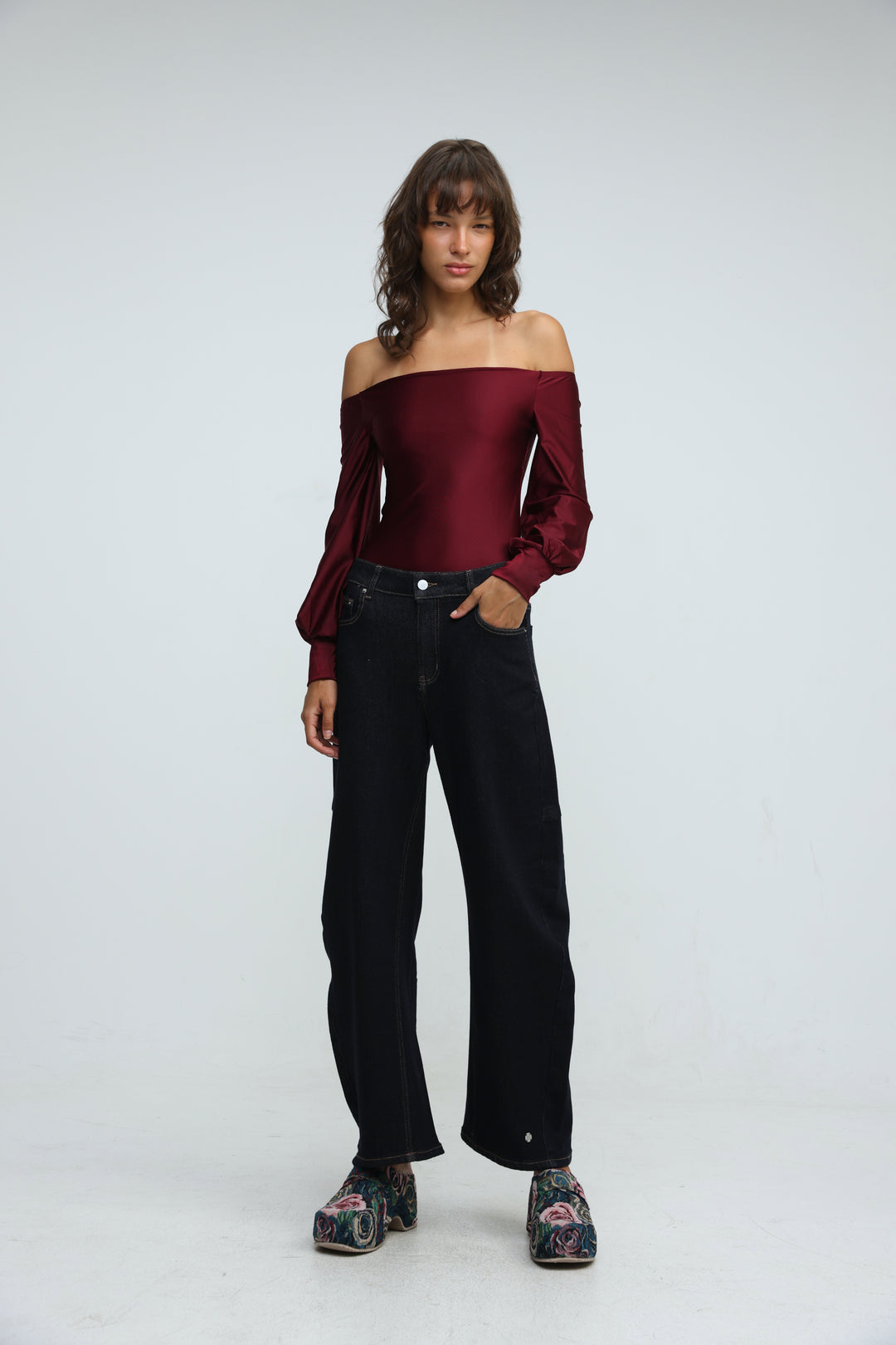 Era Wine Off Shoulder Bodysuit