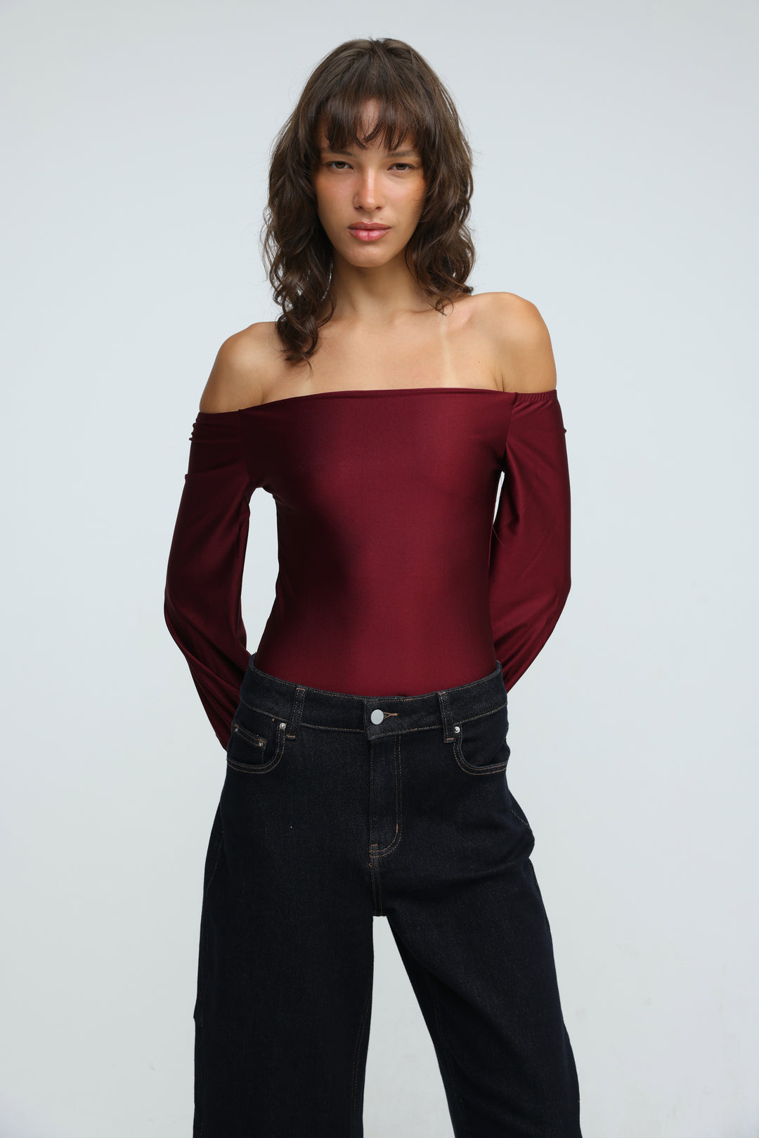 Era Wine Off Shoulder Bodysuit