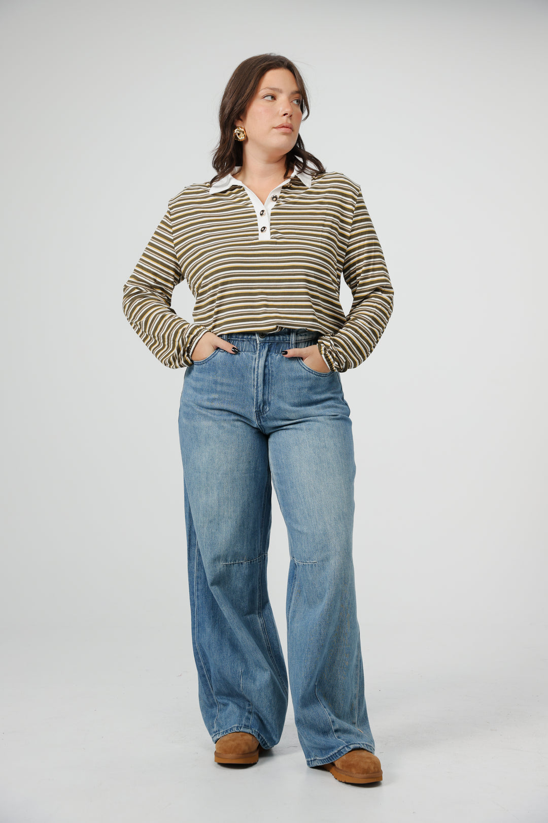 Forward Grey Striped Padded Polo