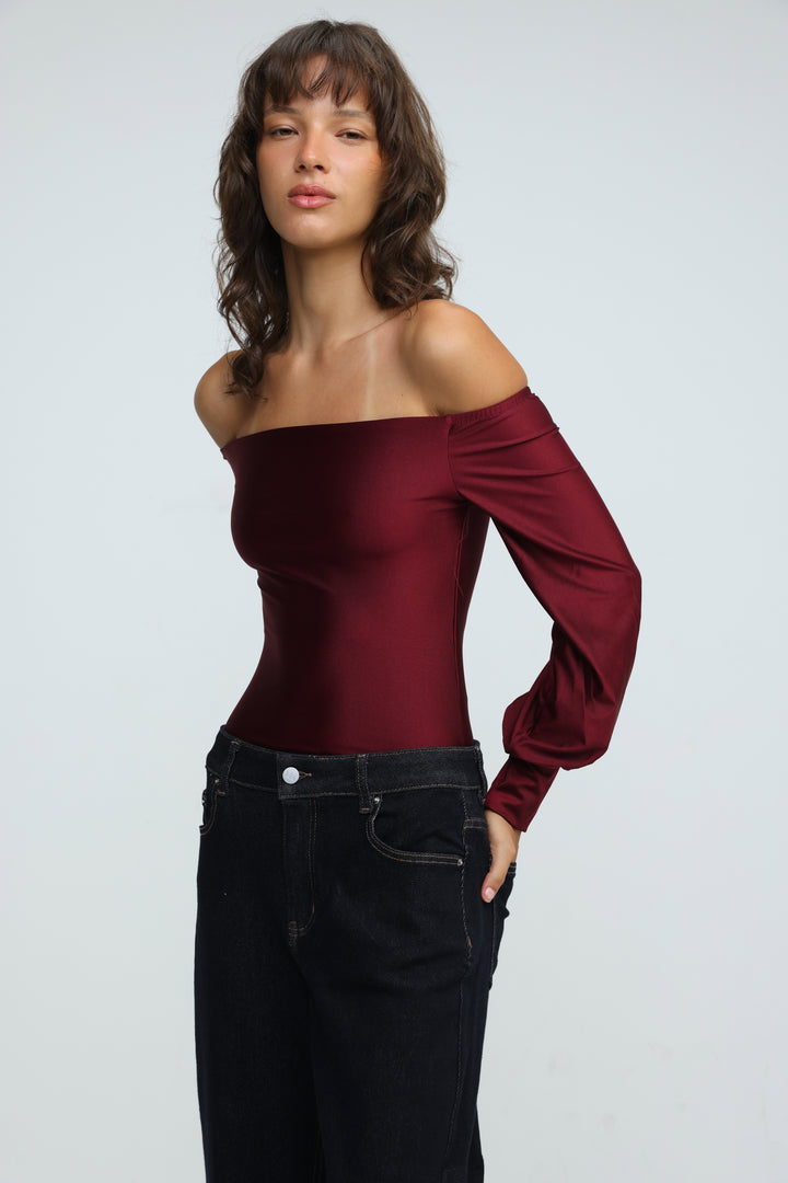 Era Wine Off Shoulder Bodysuit