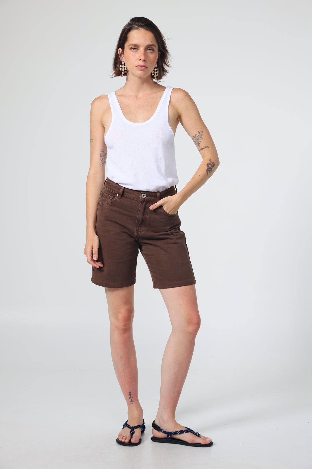 Star 489 Brown Boyfriend Shorts