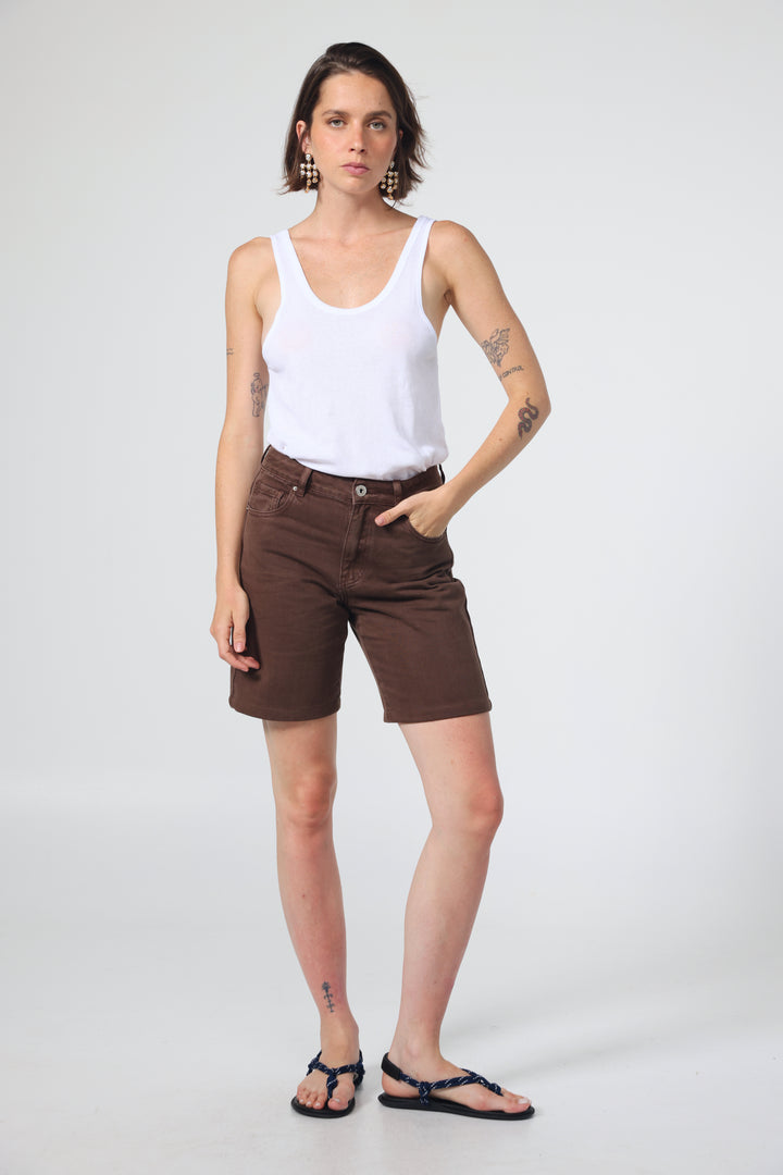 Star 489 Brown Boyfriend Shorts