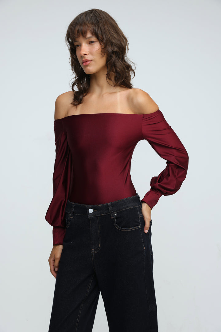 Era Wine Off Shoulder Bodysuit