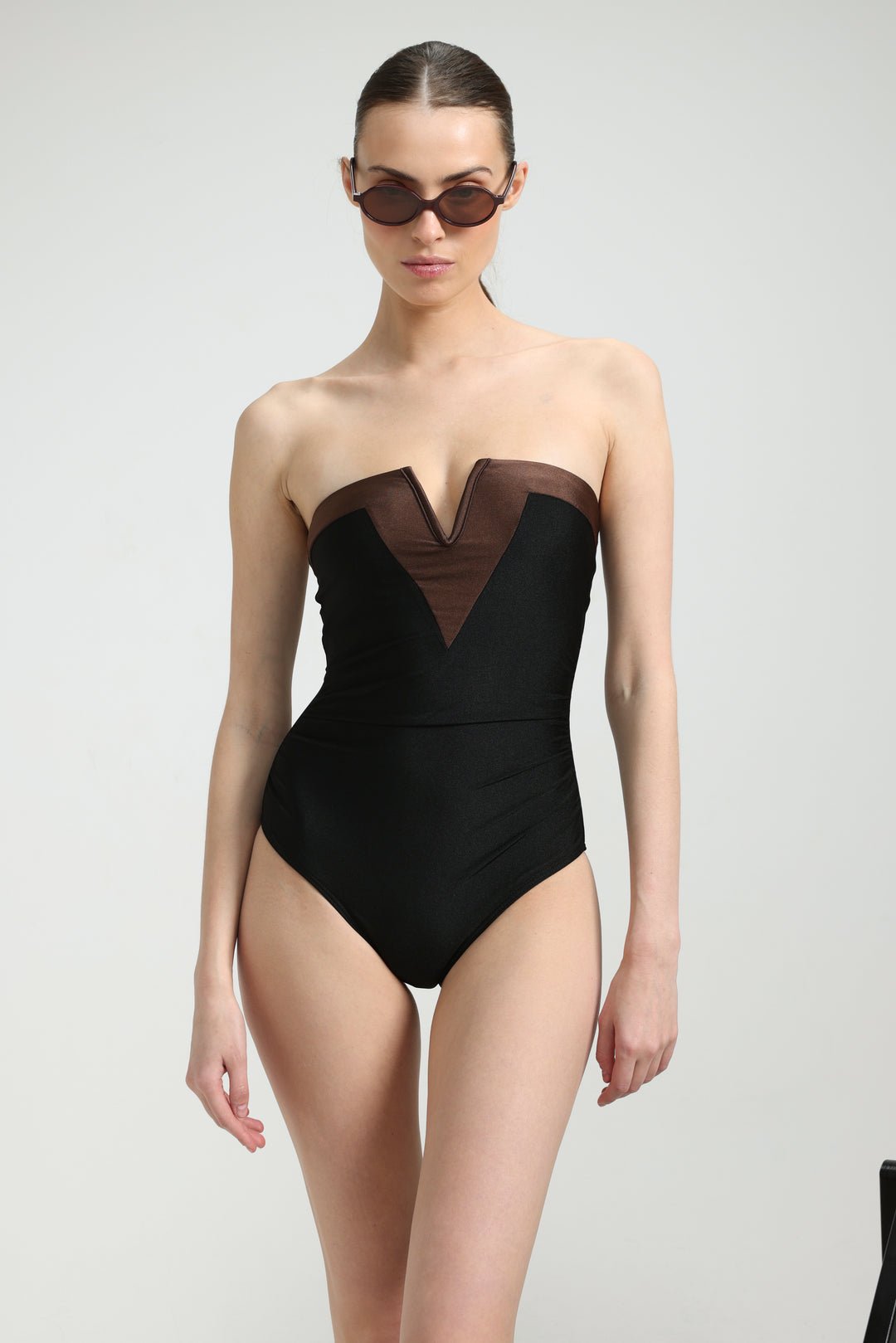 Impressionism Black/Brown Swimsuit