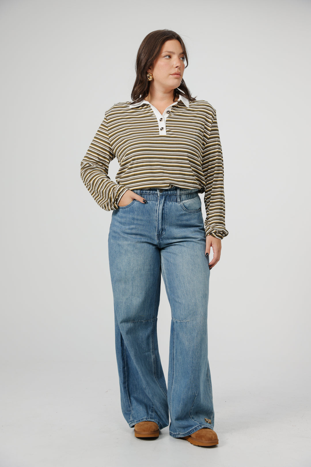 Forward Grey Striped Padded Polo