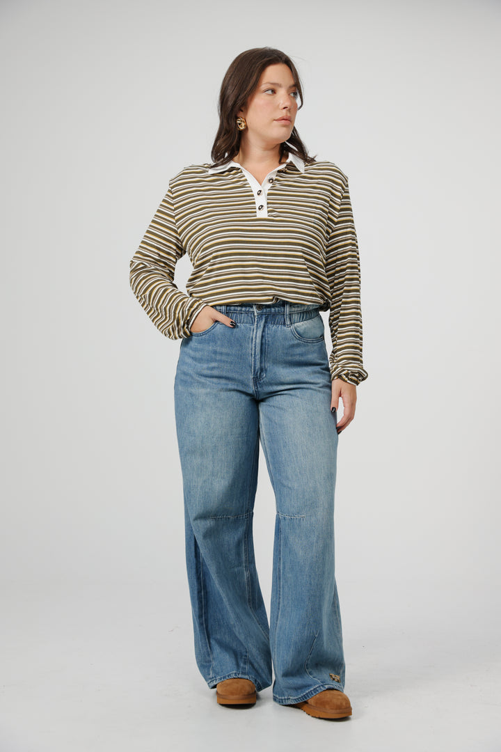 Forward Grey Striped Padded Polo