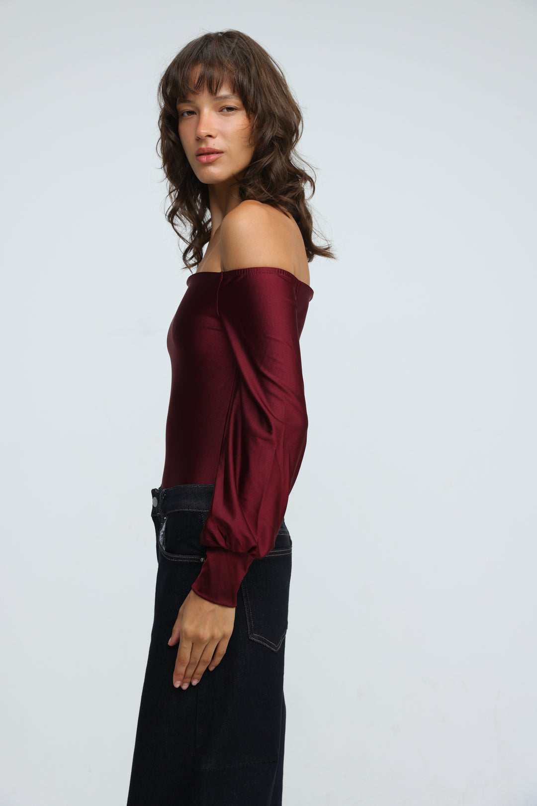 Era Wine Off Shoulder Bodysuit