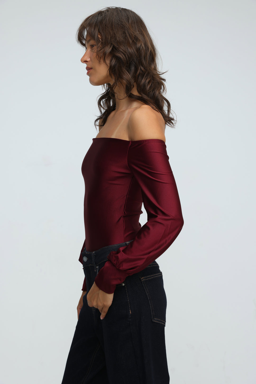 Era Wine Off Shoulder Bodysuit