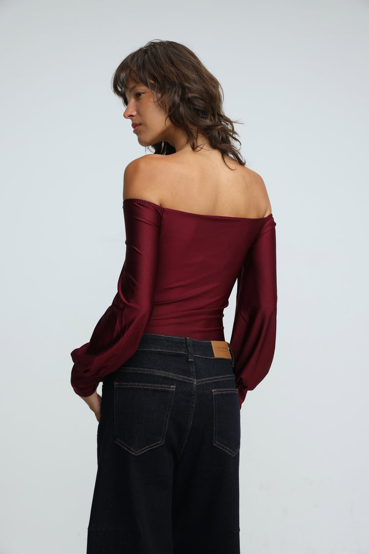 Era Wine Off Shoulder Bodysuit