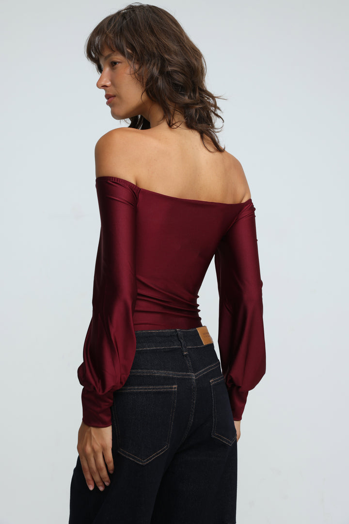 Era Wine Off Shoulder Bodysuit