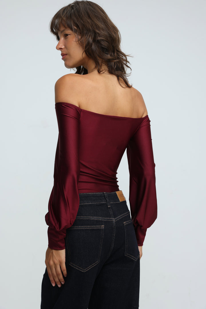 Era Wine Off Shoulder Bodysuit