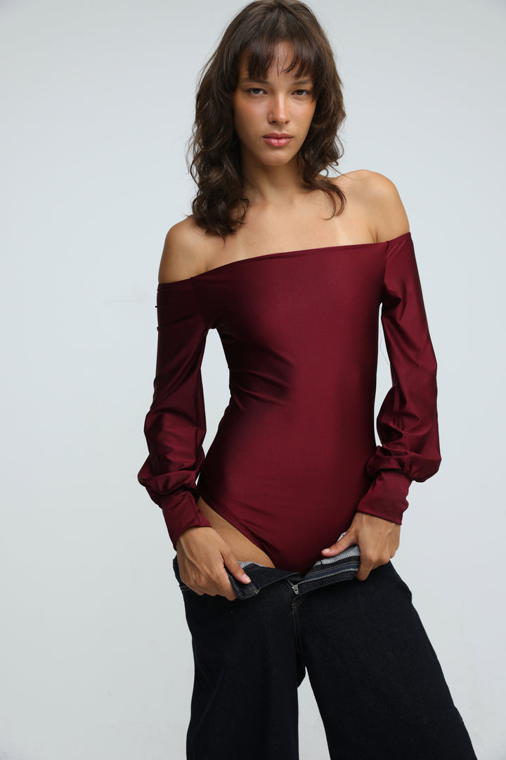 Era Wine Off Shoulder Bodysuit