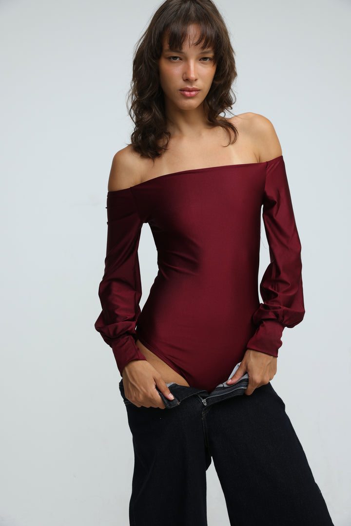 Era Wine Off Shoulder Bodysuit
