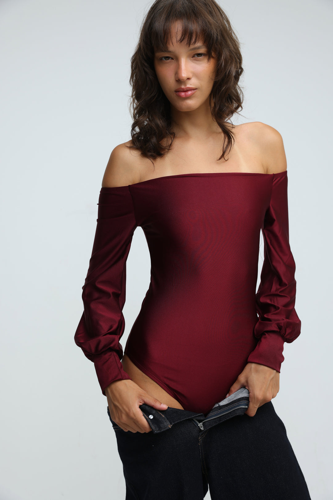 Era Wine Off Shoulder Bodysuit