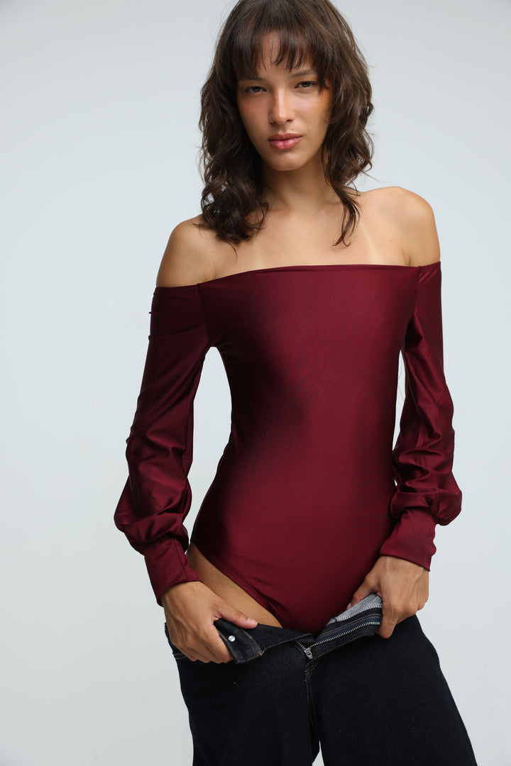 Era Wine Off Shoulder Bodysuit