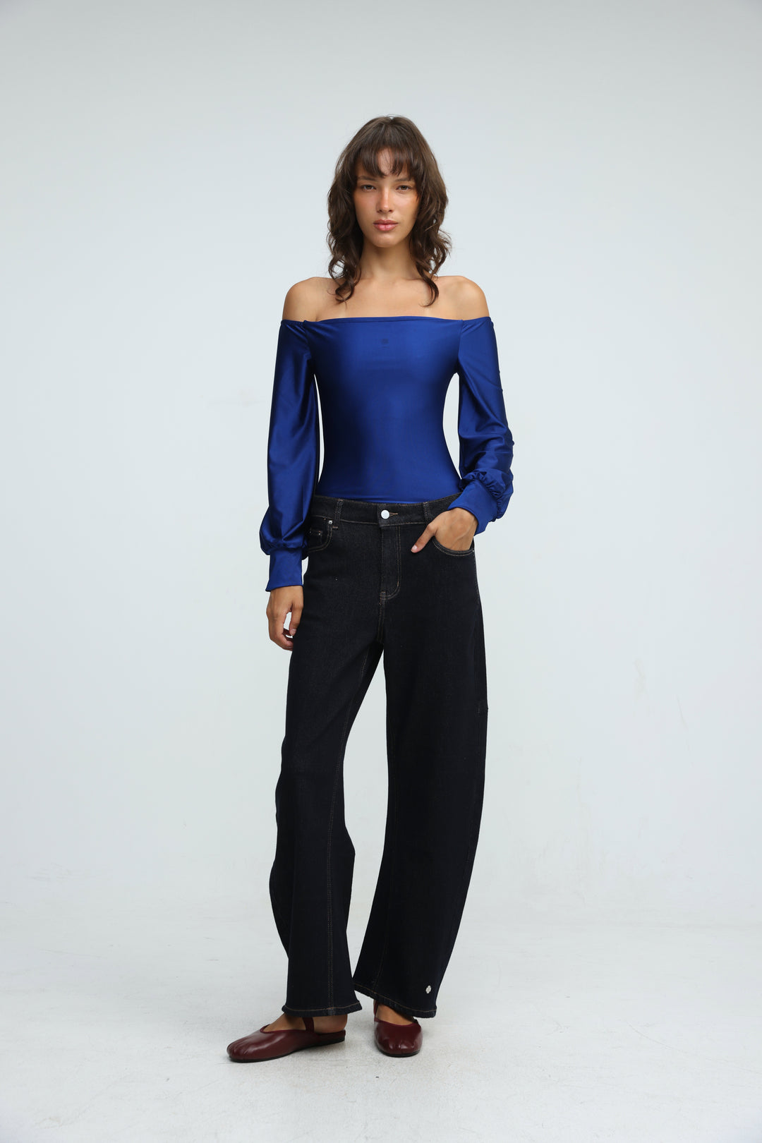 Era Blue Off Shoulder Bodysuit