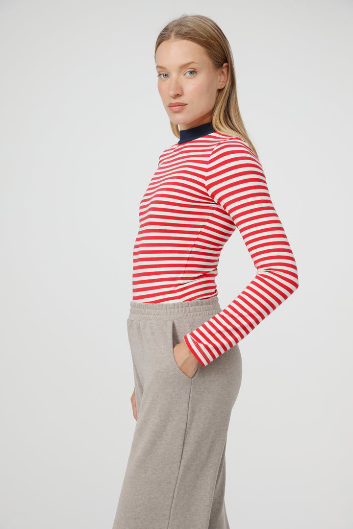 Search Red Striped Bodysuit