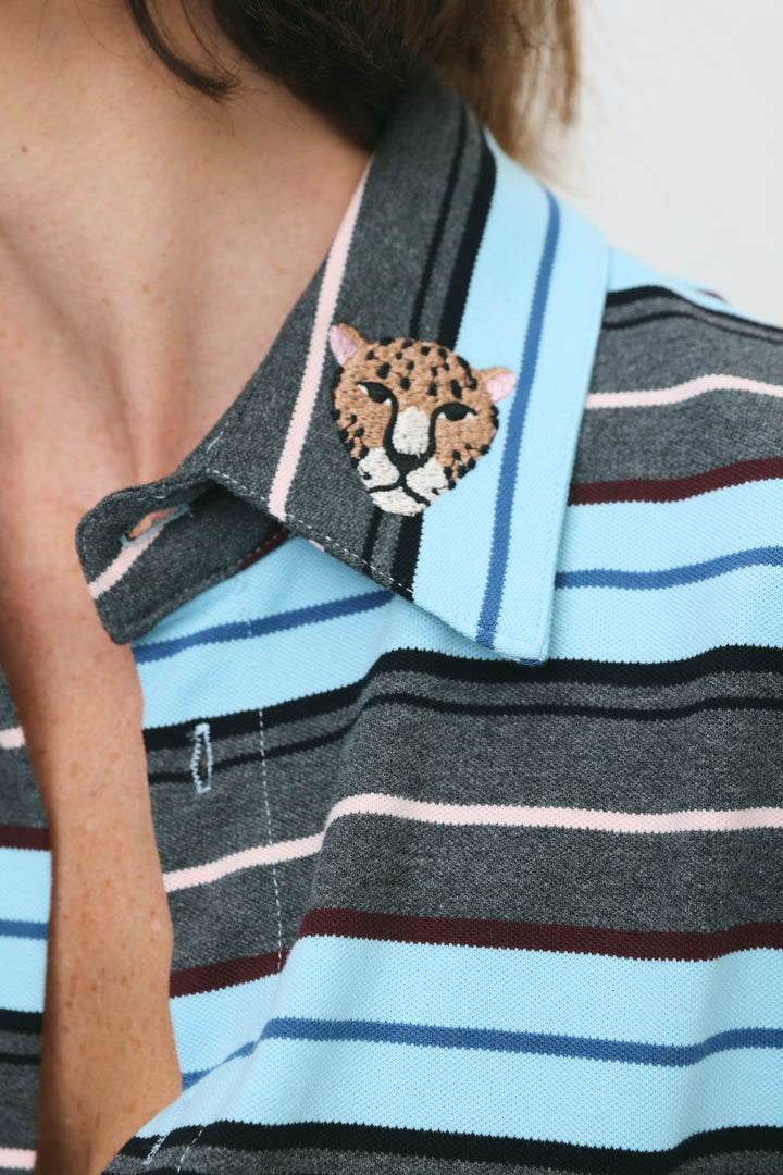 Crossing Grey Stripes Polo