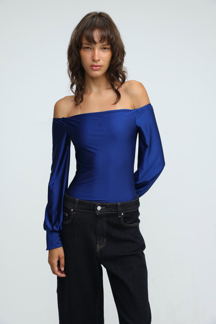 Era Blue Off Shoulder Bodysuit