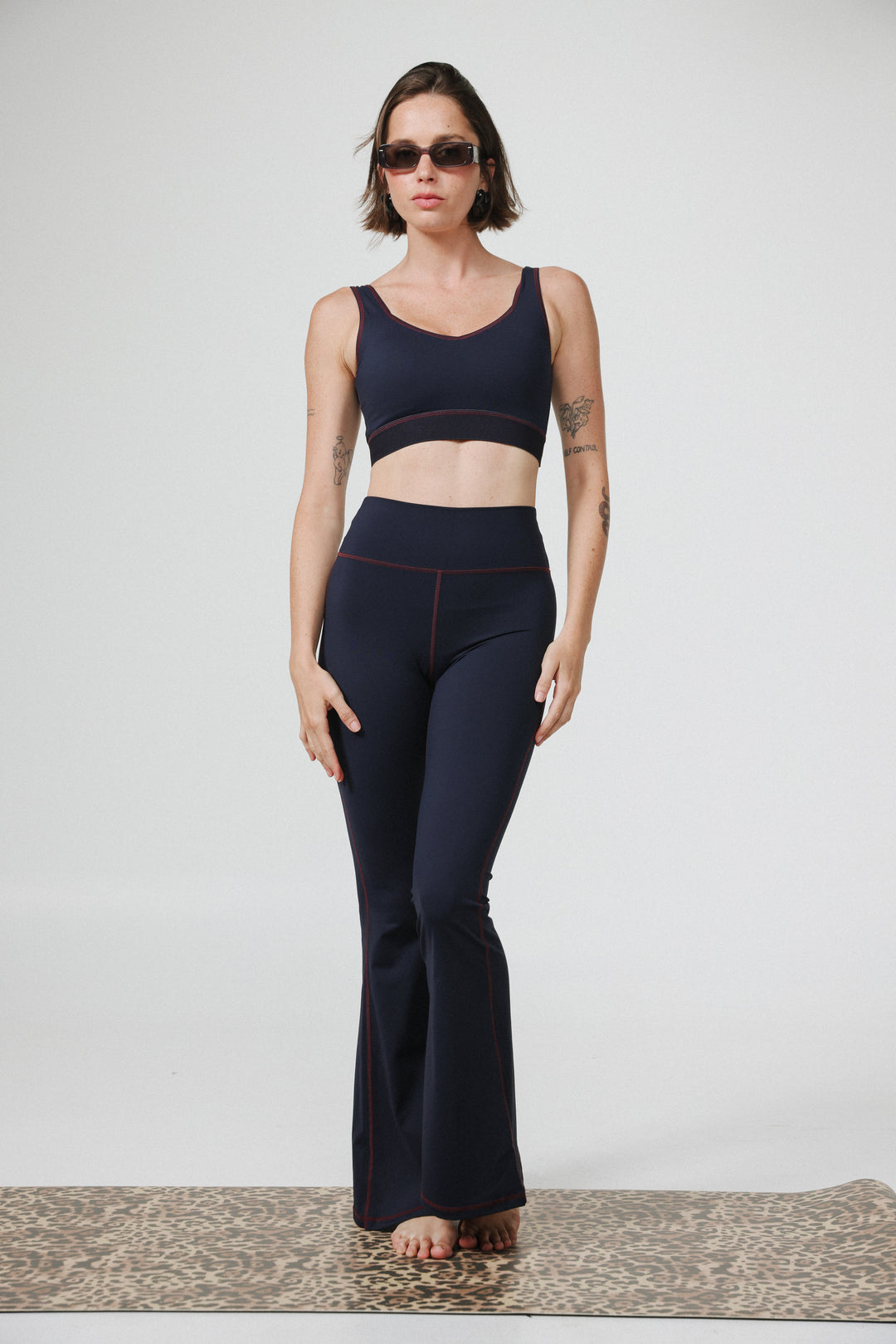 Hershko Navy Flared Leggings