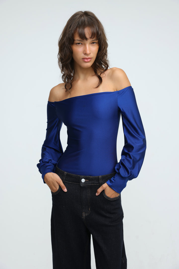 Era Blue Off Shoulder Bodysuit