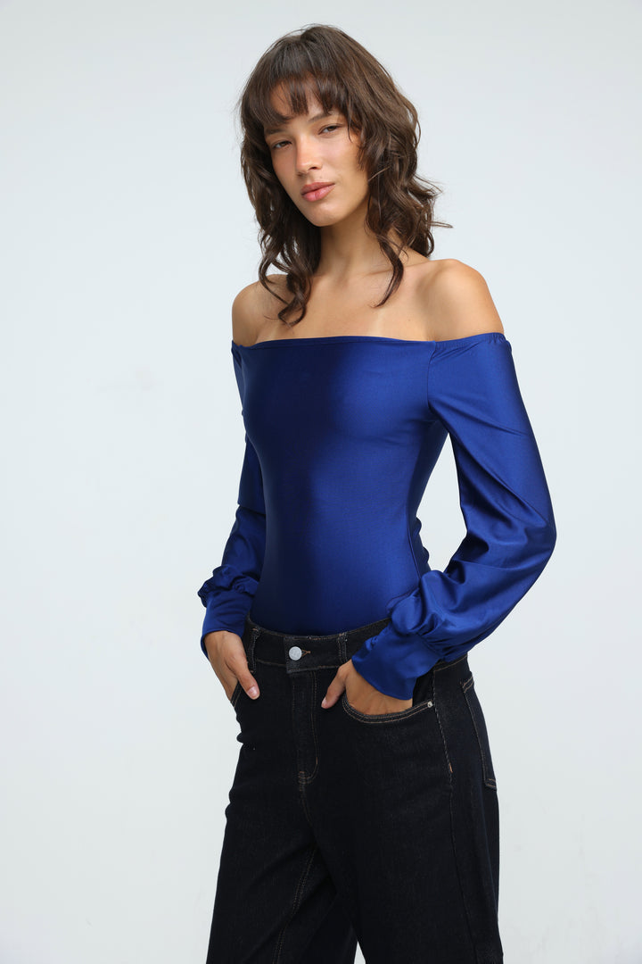 Era Blue Off Shoulder Bodysuit