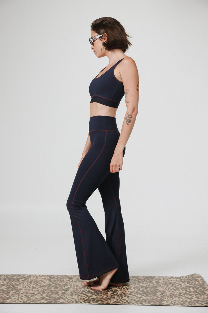 Hershko Navy Flared Leggings