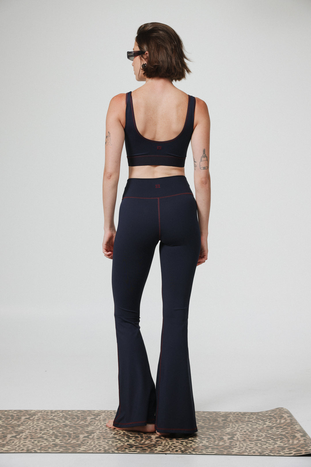 Hershko Navy Flared Leggings