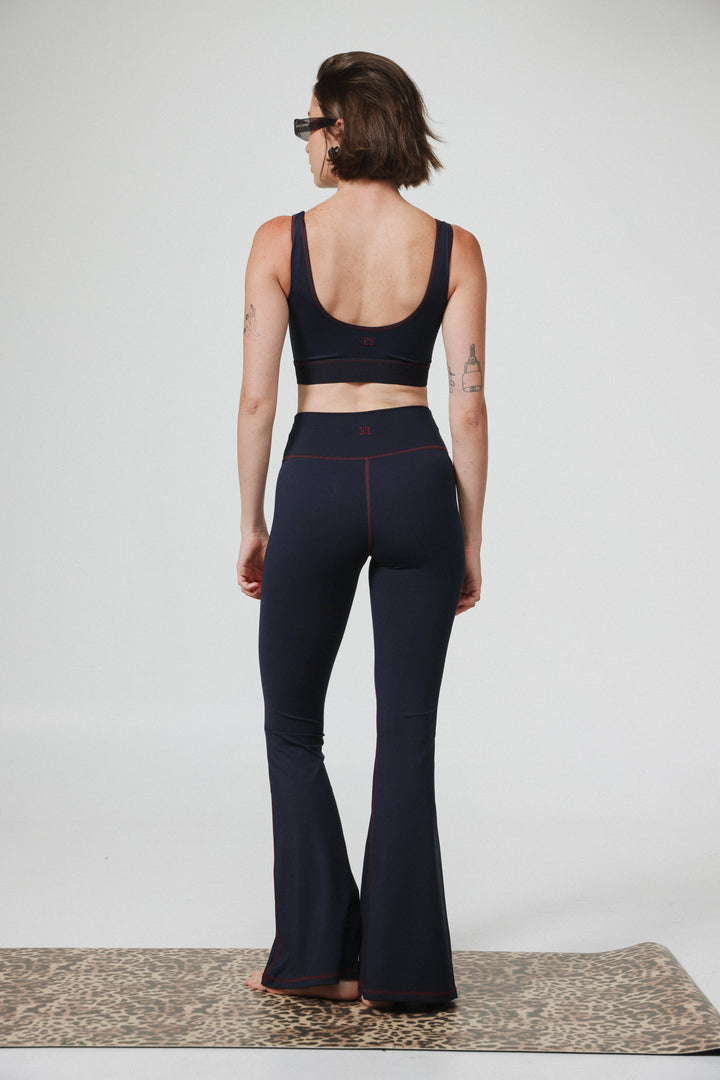 Hershko Navy Flared Leggings