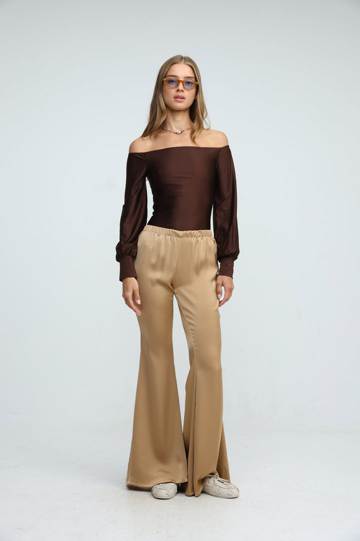 Era Brown Off Shoulder Bodysuit