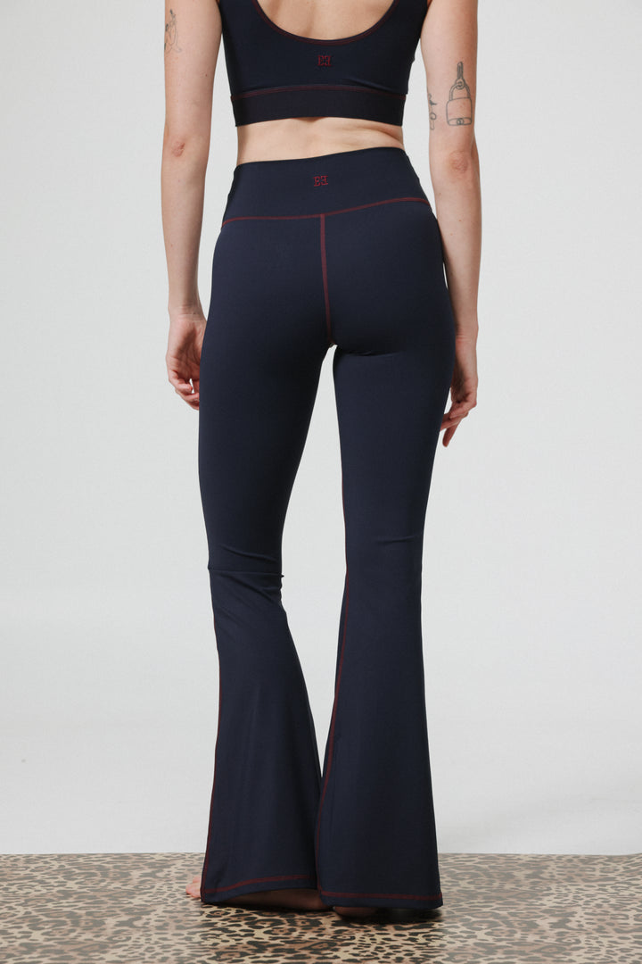 Hershko Navy Flared Leggings
