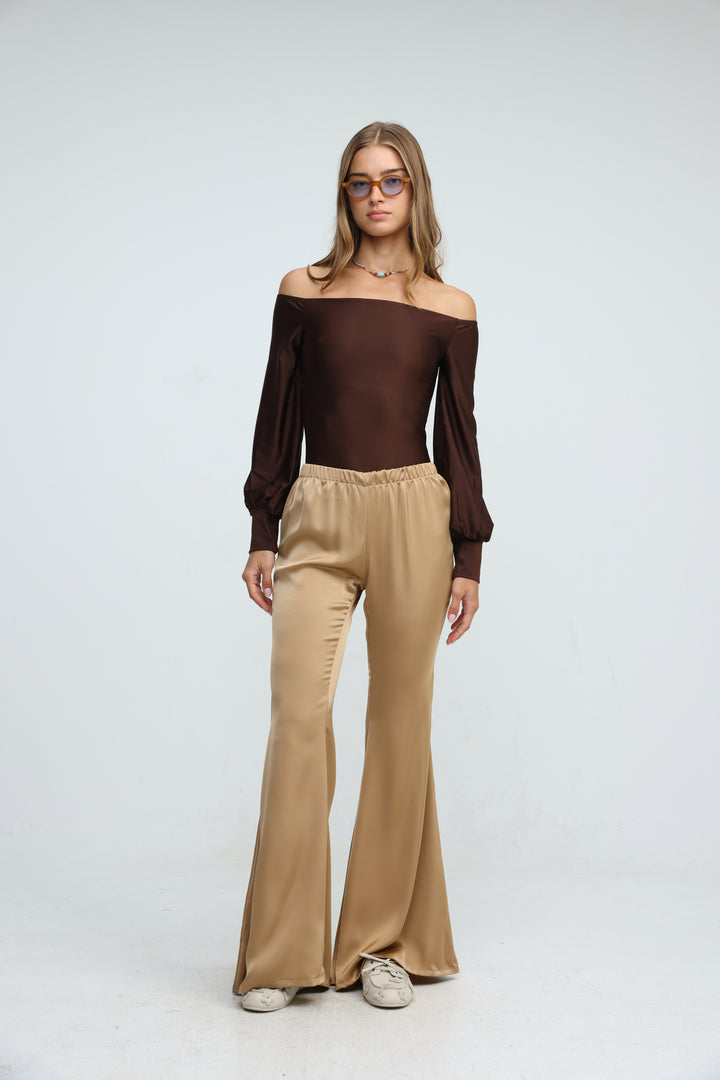 Era Brown Off Shoulder Bodysuit
