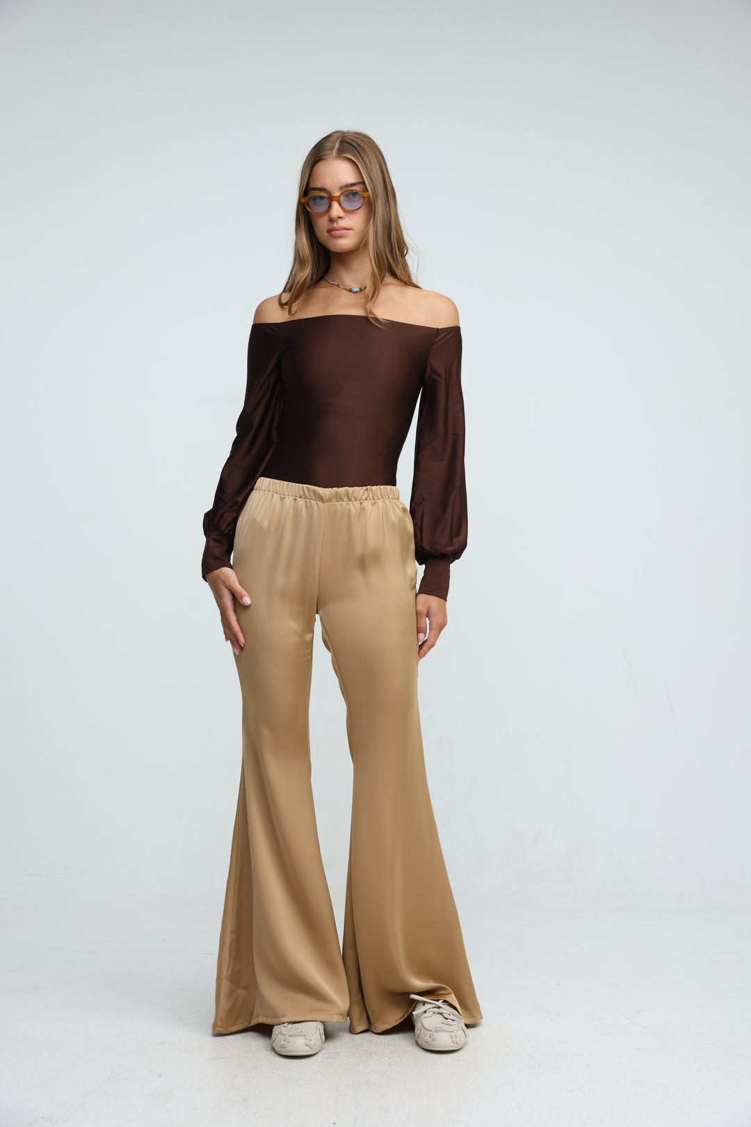 Era Brown Off Shoulder Bodysuit