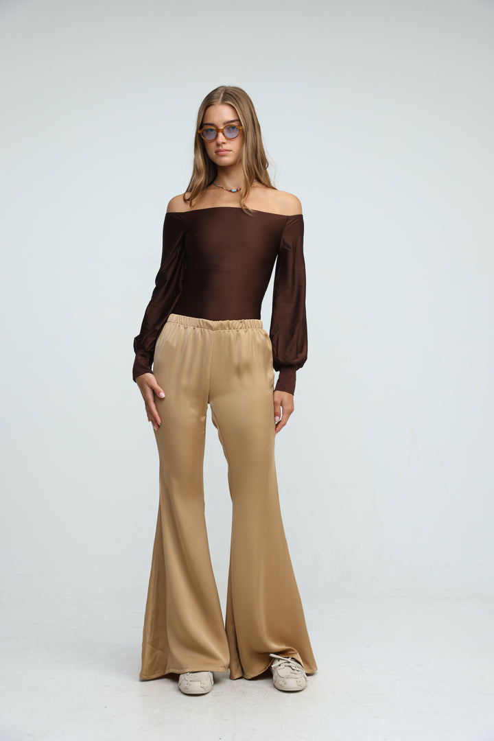 Era Brown Off Shoulder Bodysuit