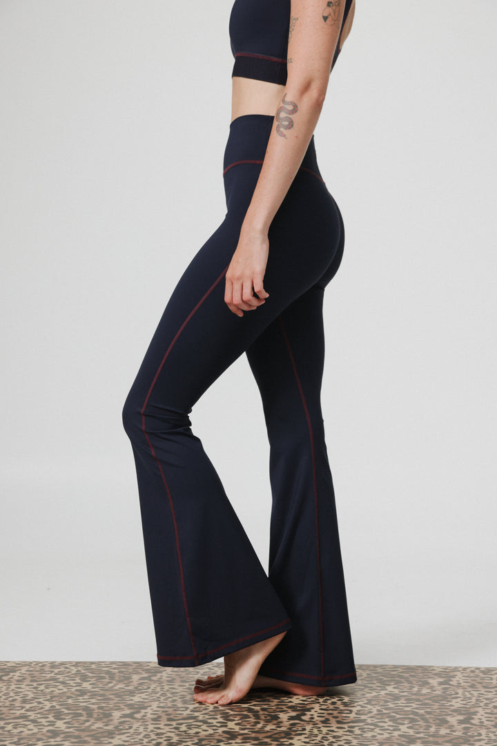 Hershko Navy Flared Leggings